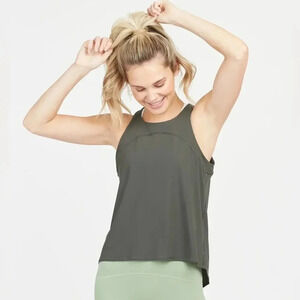 NWT Spanx Go Lightly Ribbed Tie Back Tank Top - Yoga Athleisure Running Gym